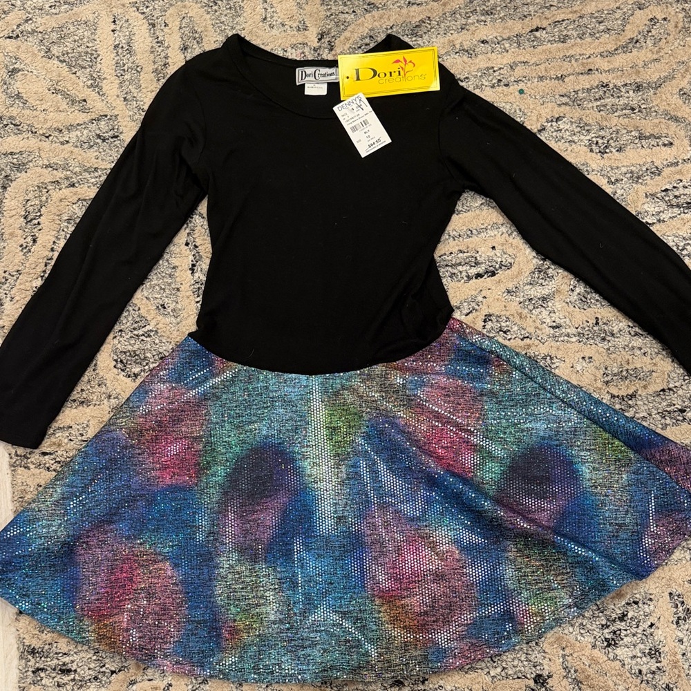 Dori Kids Black and Multicolor Casual Dress